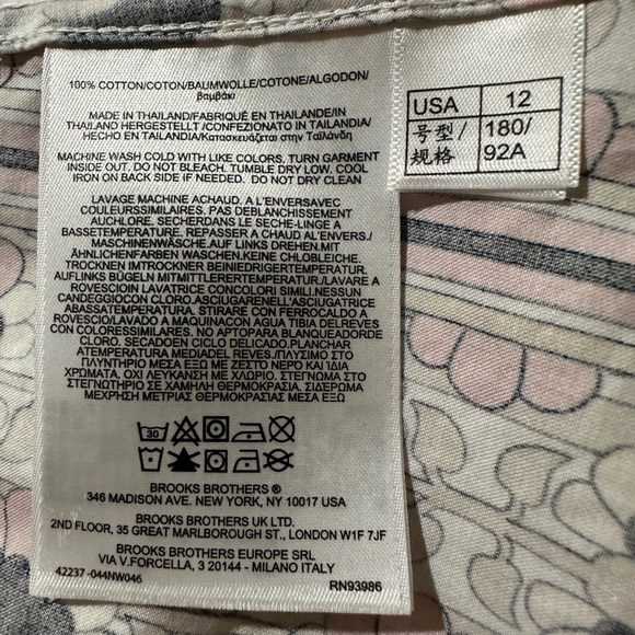 EUC Brooks Brothers Pink and Black Geometric-Floral Print Fitted Blouse Size 12 - Picture 3 of 7